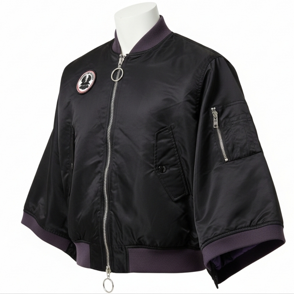 Once We Were Warriors Women Cropped Bomber Jacket Black Oversized Zip Up Streetw